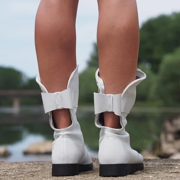 Tinstree White leather open toe ankle boot, 10, PG1465 - Picture 2 of 6